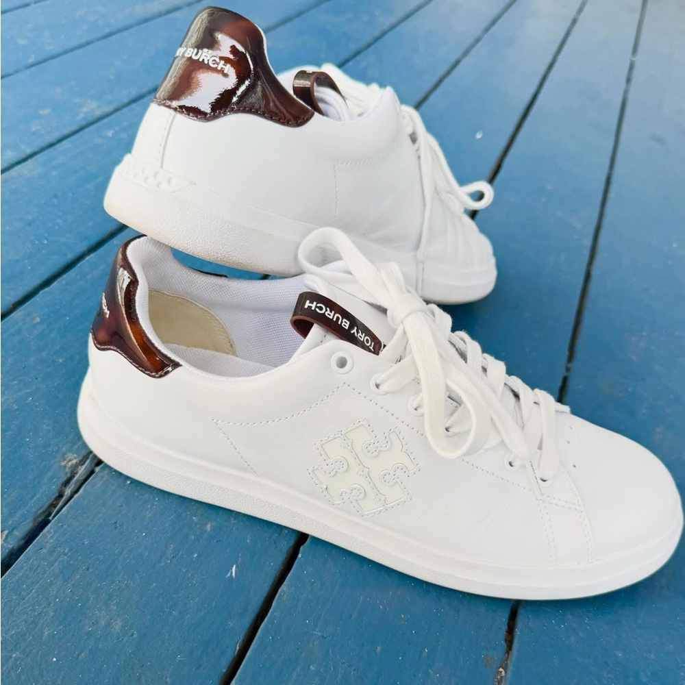 Tory Burch White and Brown Sneakers
